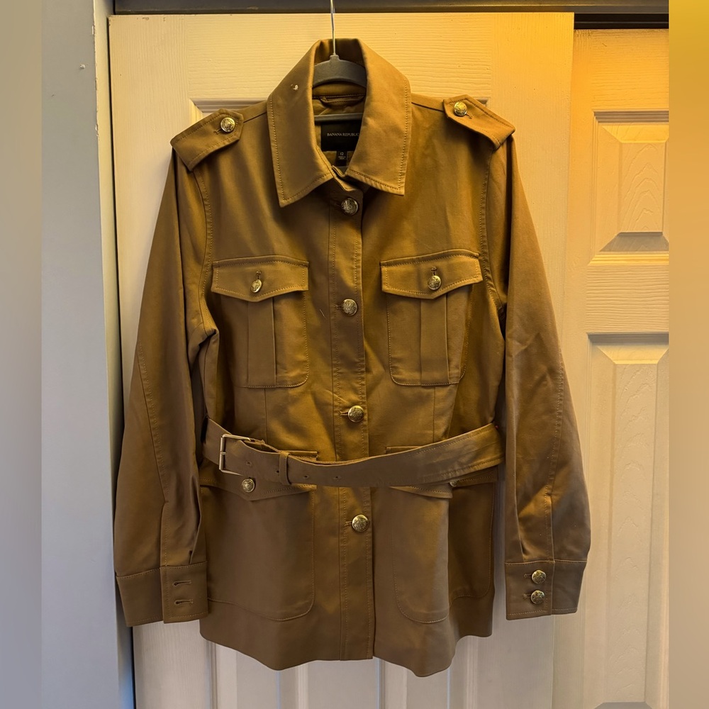 Women's Tan Belted Jacket - Picture 2 of 13